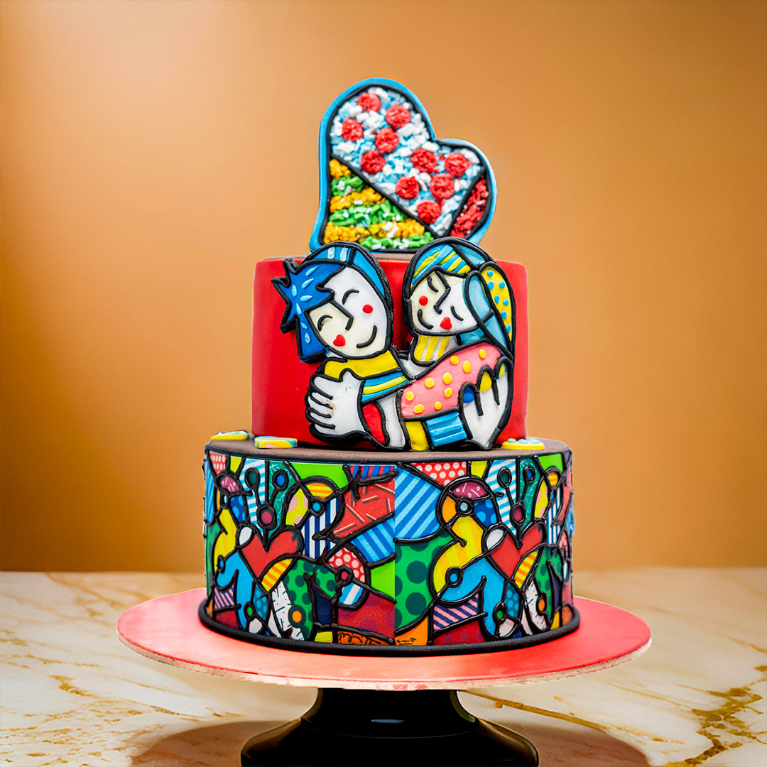 ARTISTIC LOVE 2 TIER FONDANT CAKE
