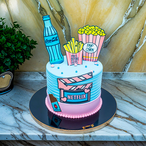 NETFLIX THEME CARTOON CREAM CAKE