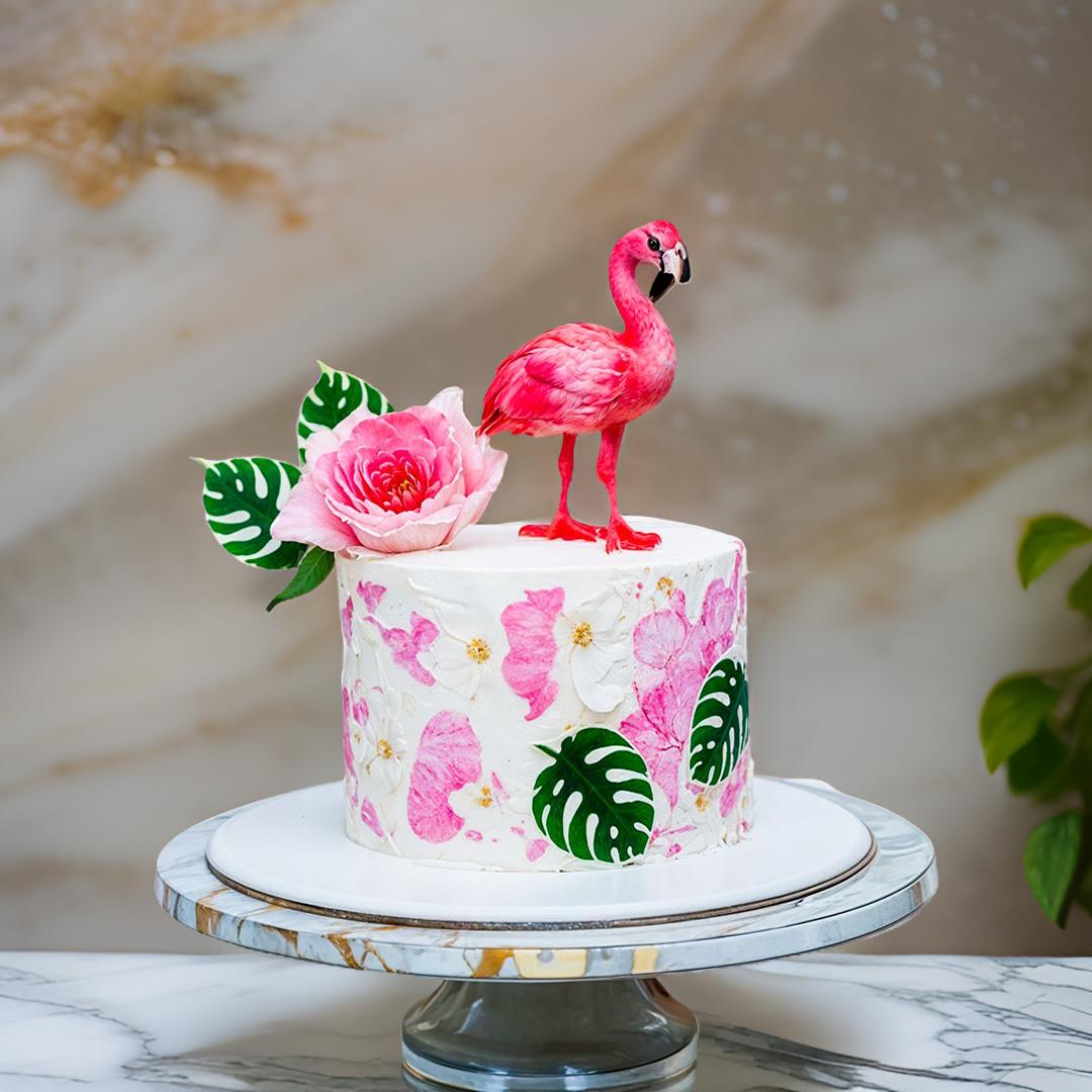 PINK FLAMINGO CREAM CAKE