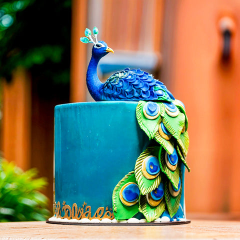 ROYAL PEACOCK FONDANT CAKE